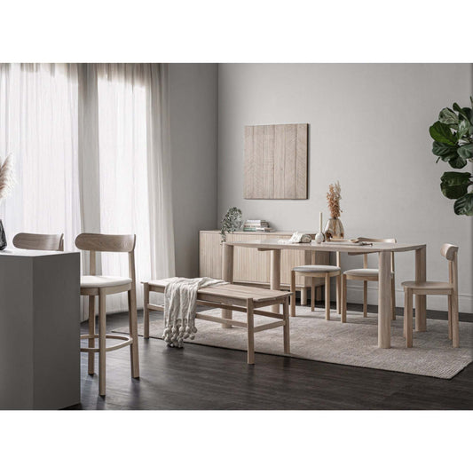 LOWEN Bar Stool - Oak & Light Grey