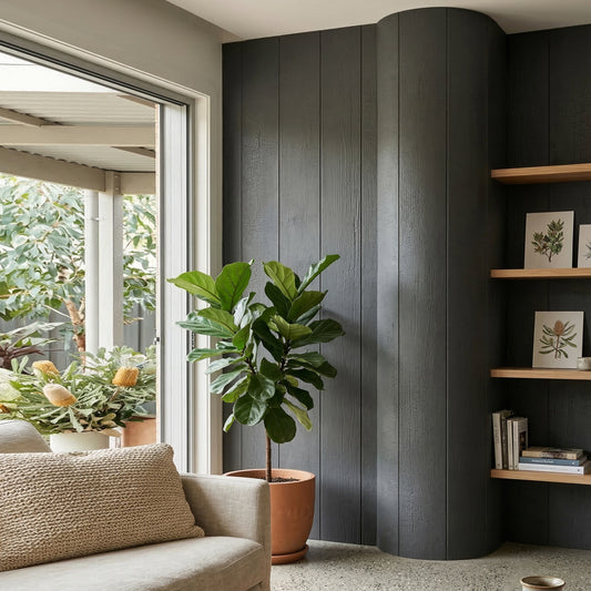 WOODFLEX Flexible SOFT STONE PANEL - CHARCOAL BURNT WOOD - Black - 2700 x 600mm
