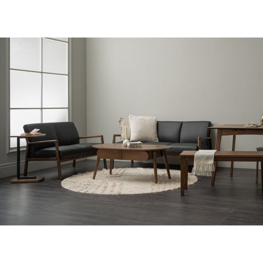 MENDO 2 Seater Lounge Seater - Black & Walnut