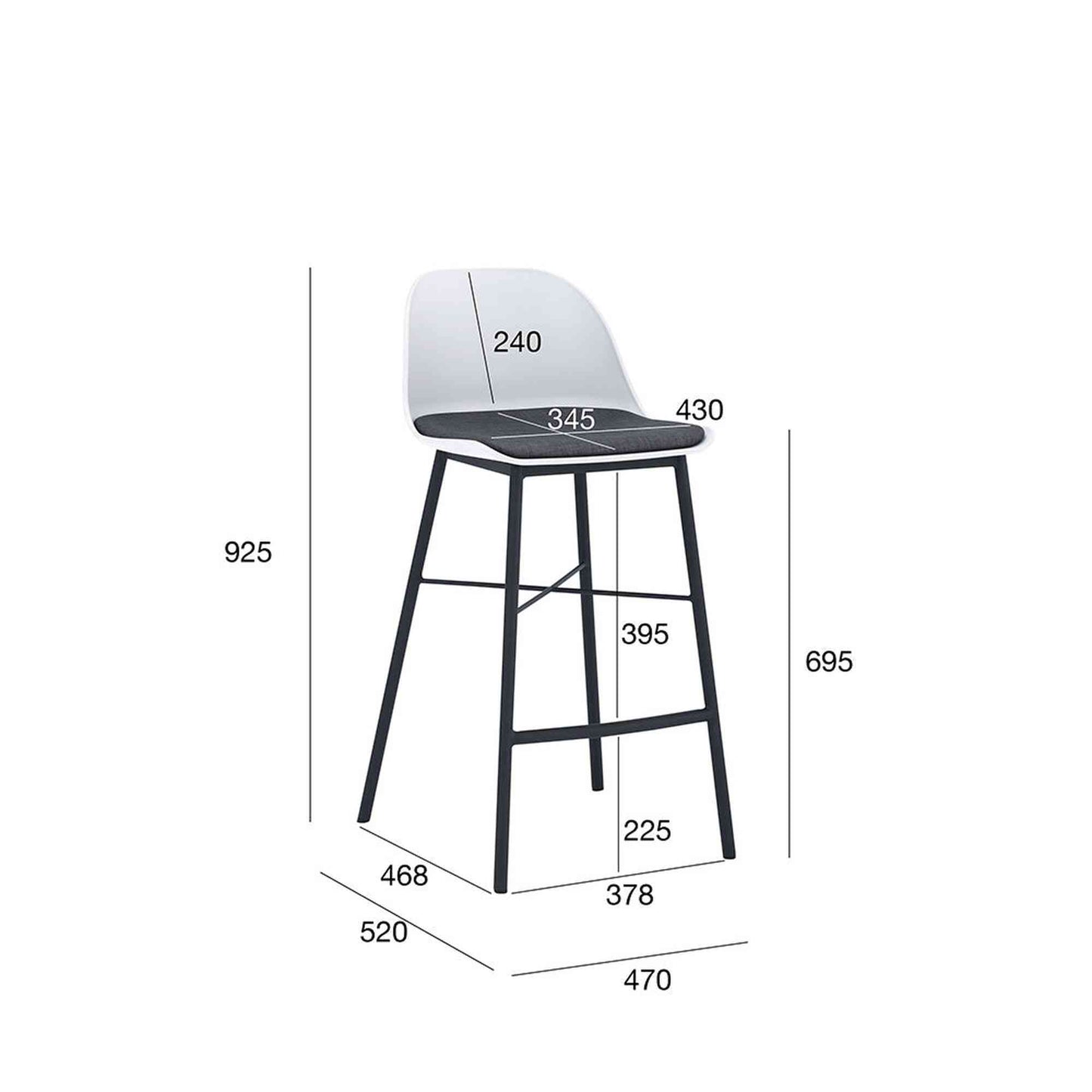 LAXMI Counter Stool - White & Black