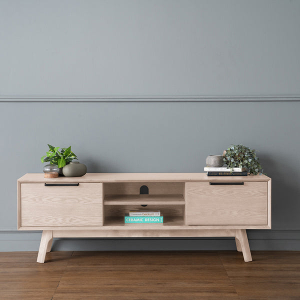 NEATH Entertainment TV Unit 150cm White Oak Modern Furniture