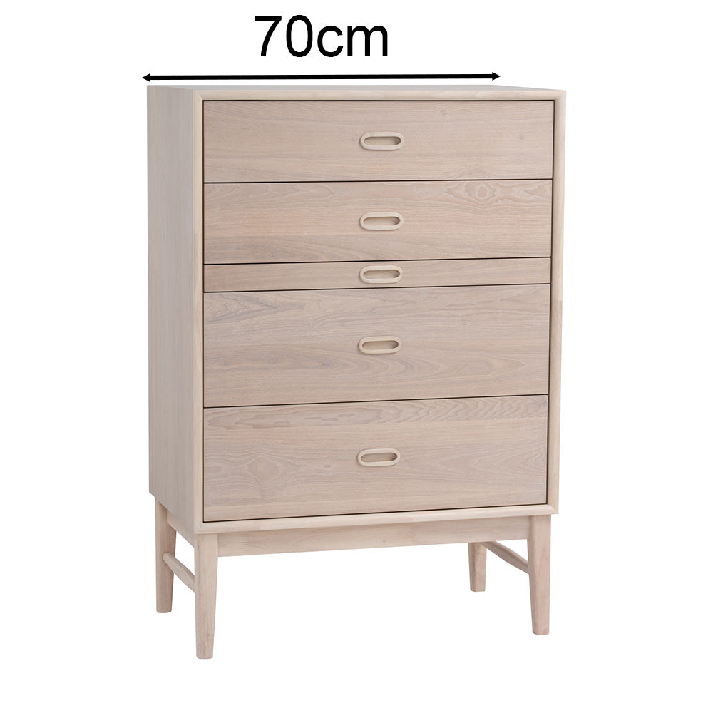 HAYTON Tall Sideboard 70cm - White Oak