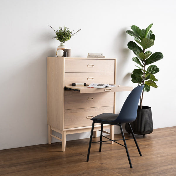 HAYTON Tall Sideboard 70cm White Oak Modern Furniture
