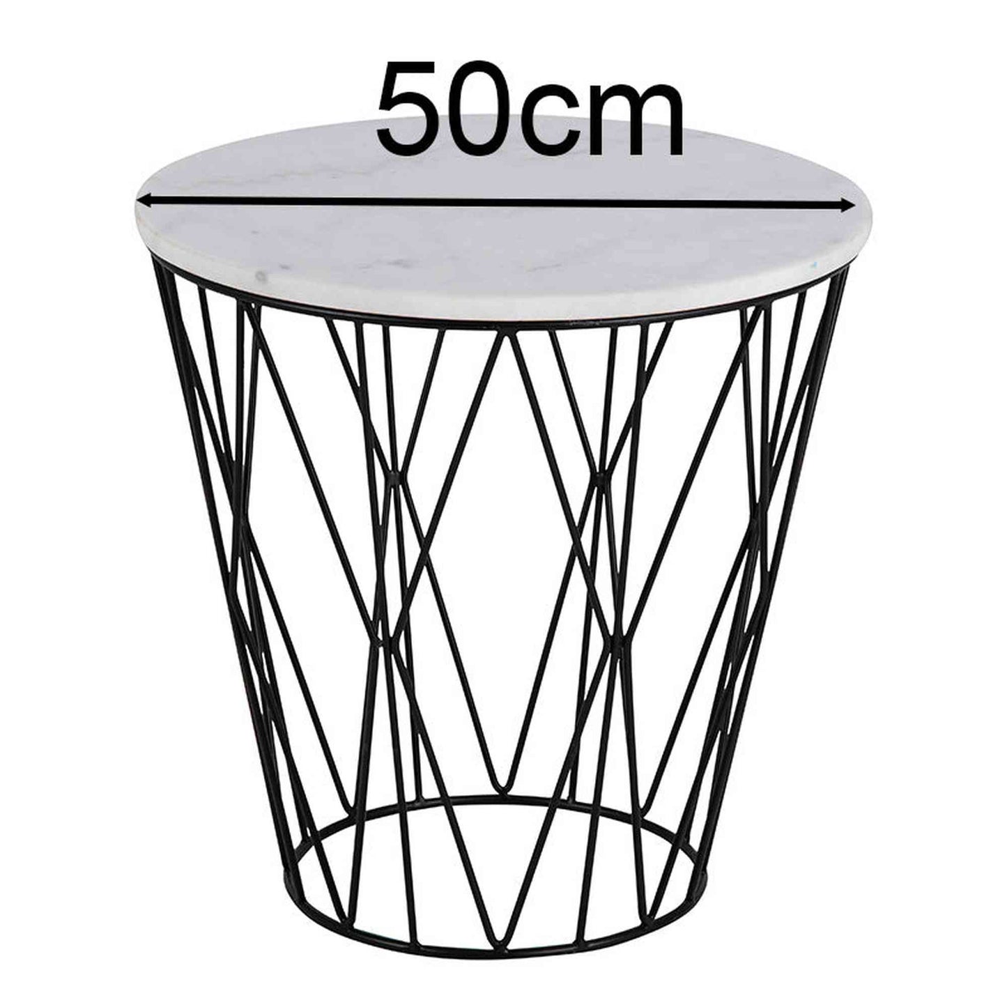 DARBY Side Table Marble 50cm - White
