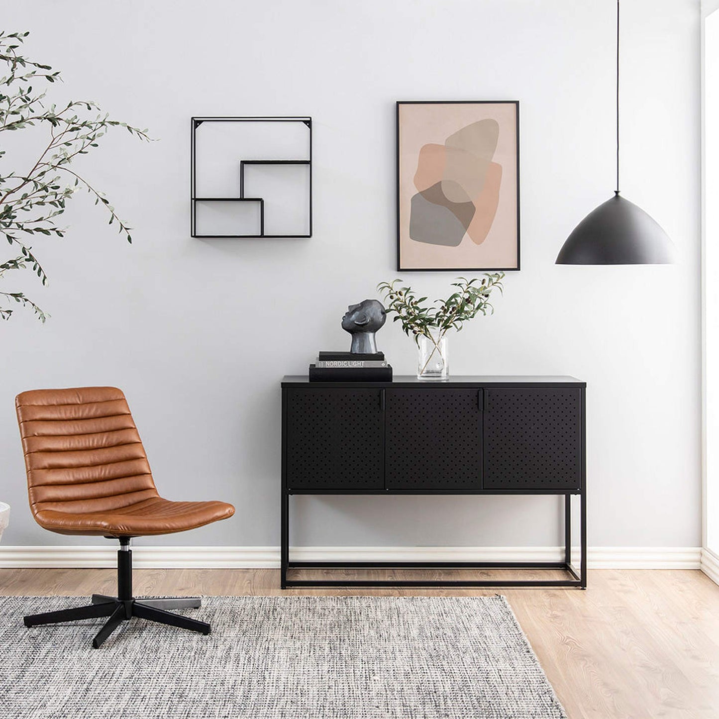 NEWTON 3 Doors Sideboard 120cm - Black
