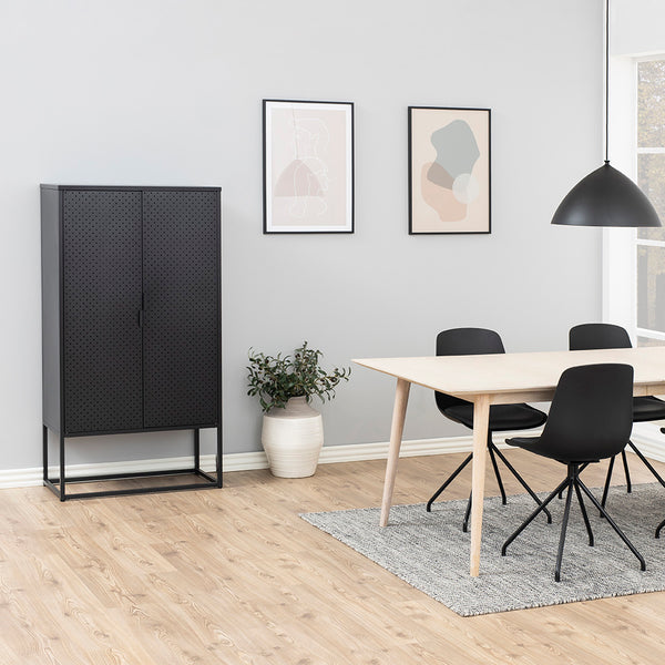 NEWTON Tall Sideboard Unit 80cm Black Modern Furniture