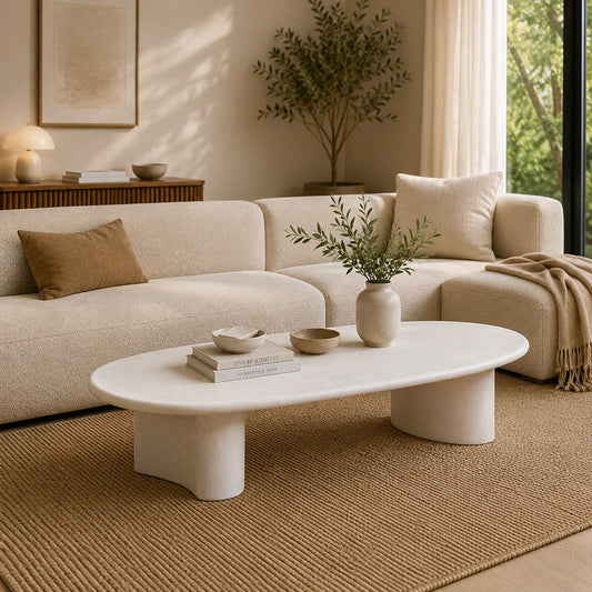 TREVINO Microcement Round Coffee Table 165cm - Off-White