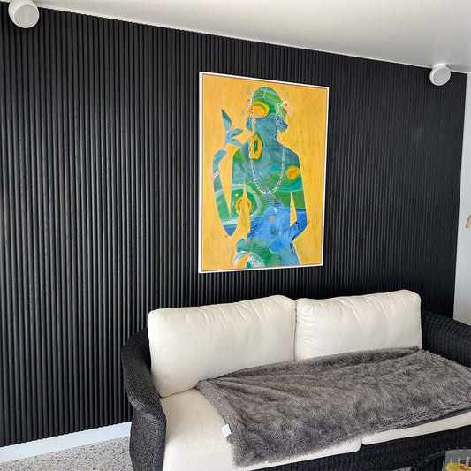 WOODFLEX Flexible Wooden Slat Wall Panel - Black - 2700mm x 600mm - Half Round 27mm