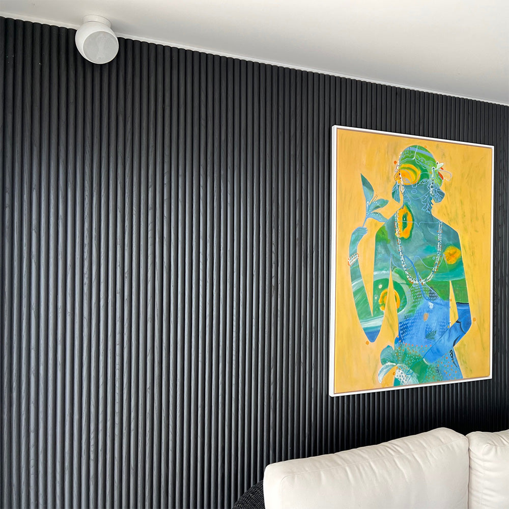 WOODFLEX Flexible Wooden Slat Wall Panel - Black - 2700mm x 600mm - Half Round 27mm