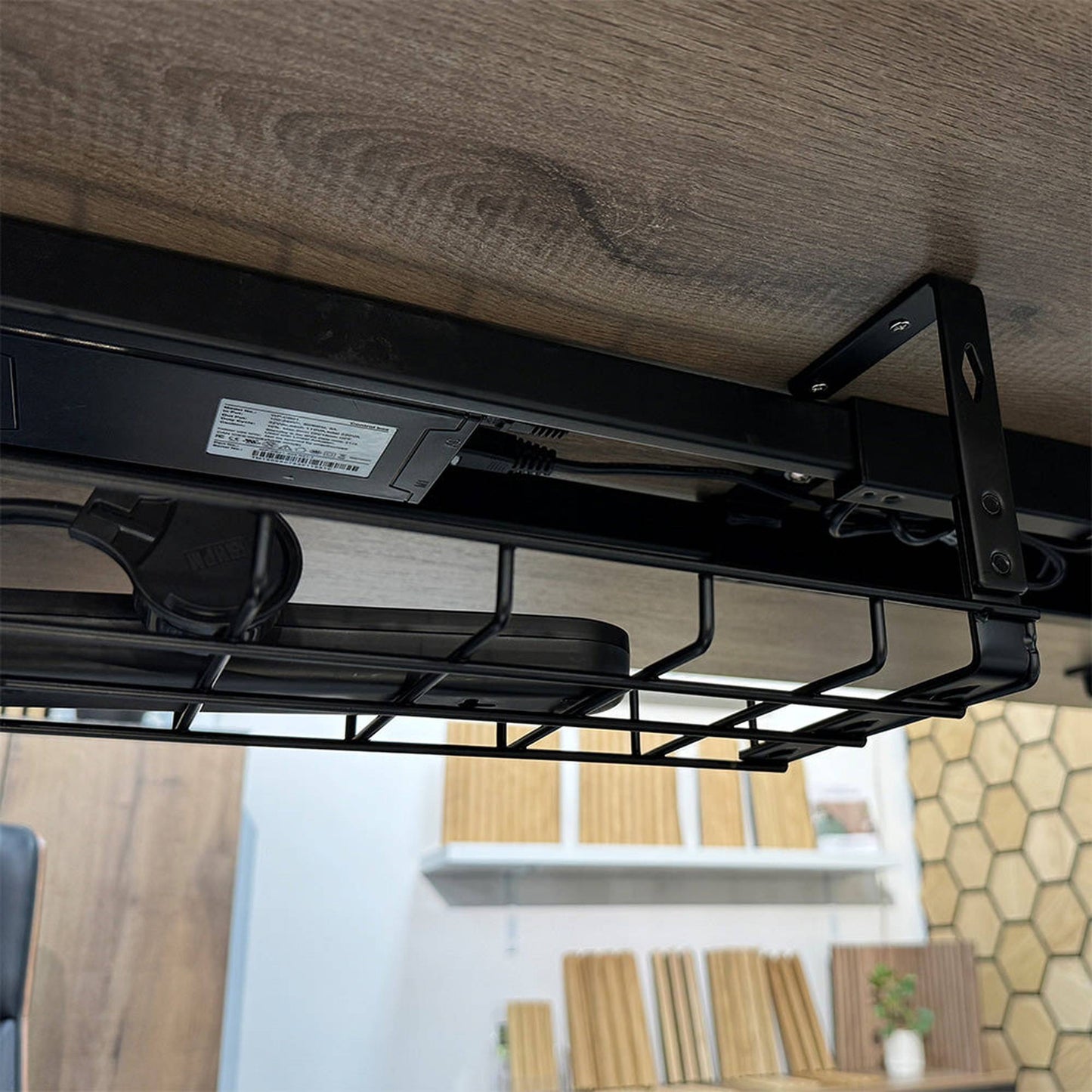 Under Desk Basket Cable Tray Management - White