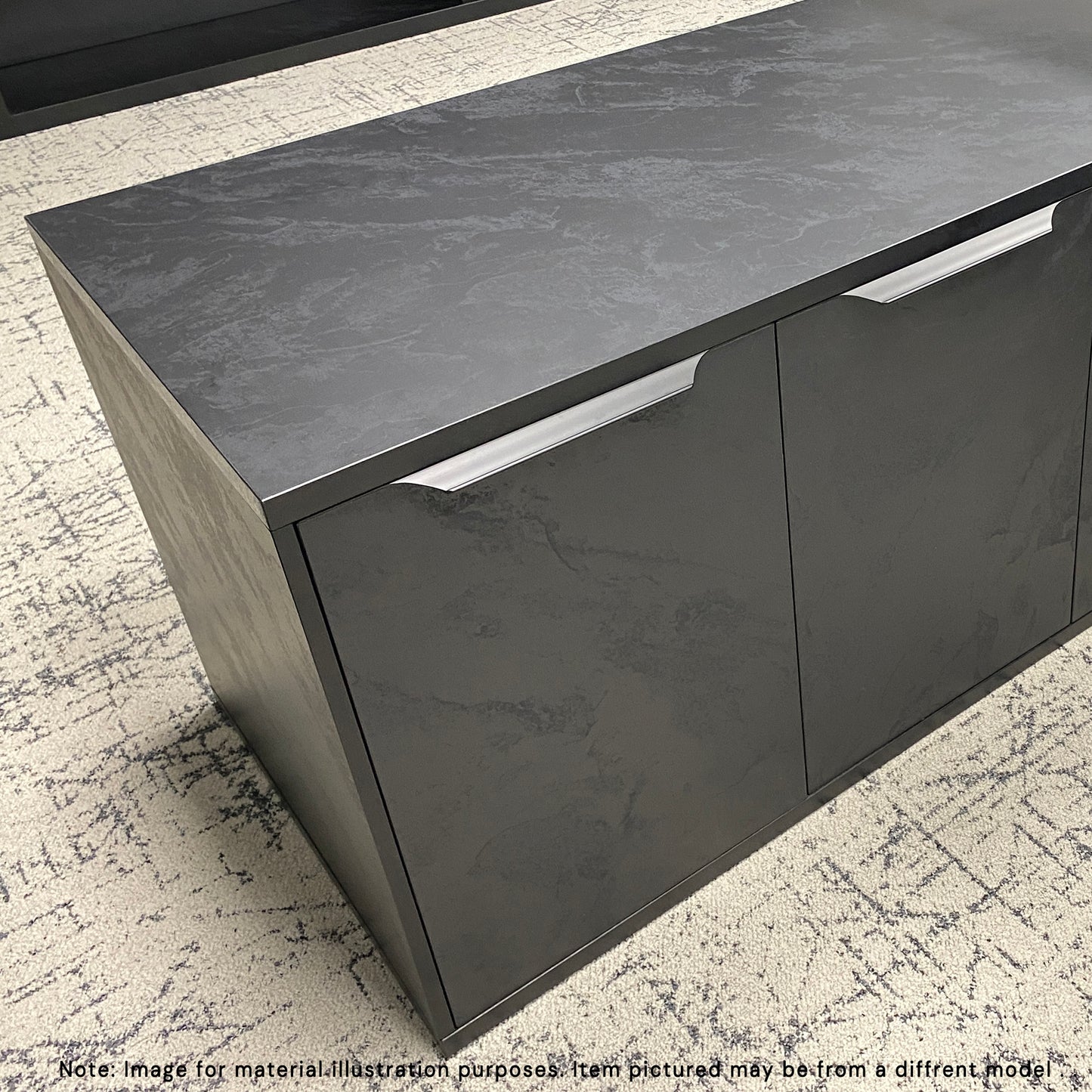 DAXTON Black Executive Desk with Right Return 200cm - Black Concrete