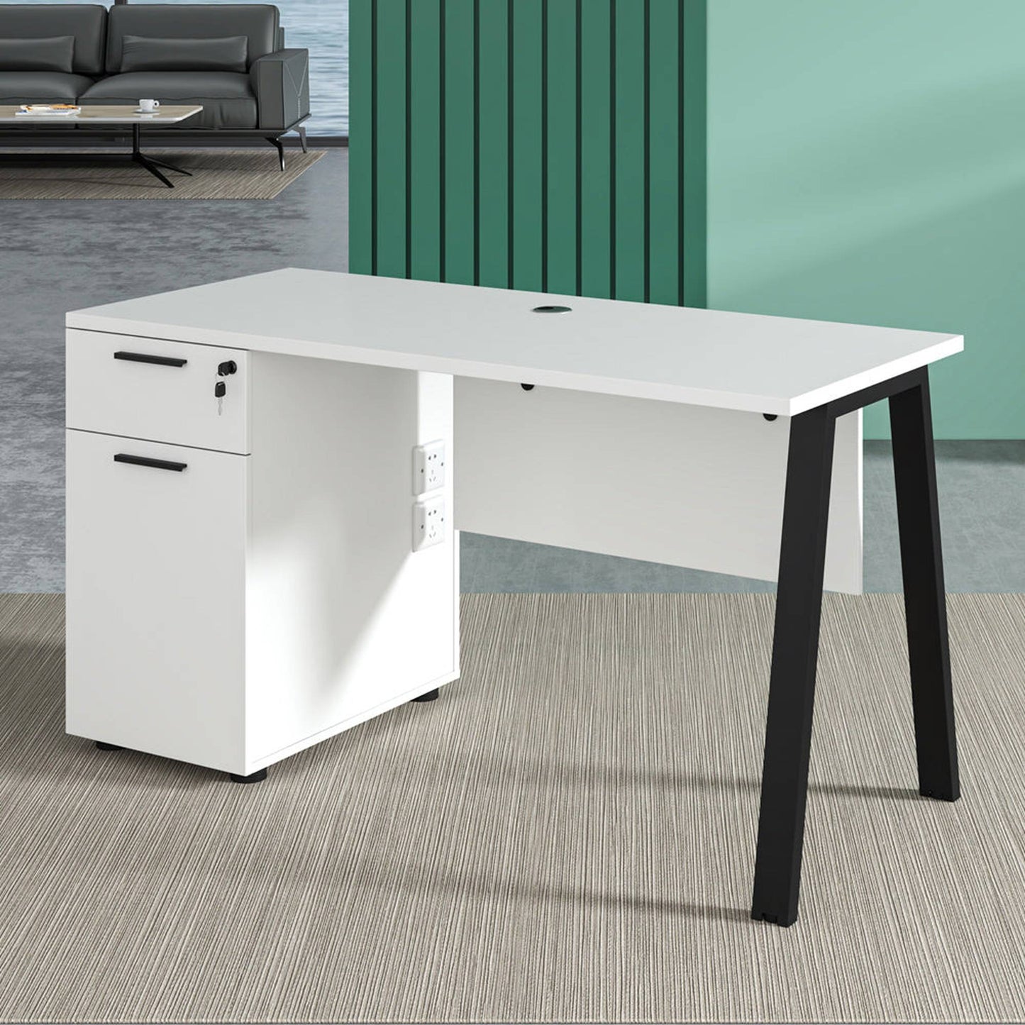 ASPEN Single Workstation 140cm - Reversible - White & Black