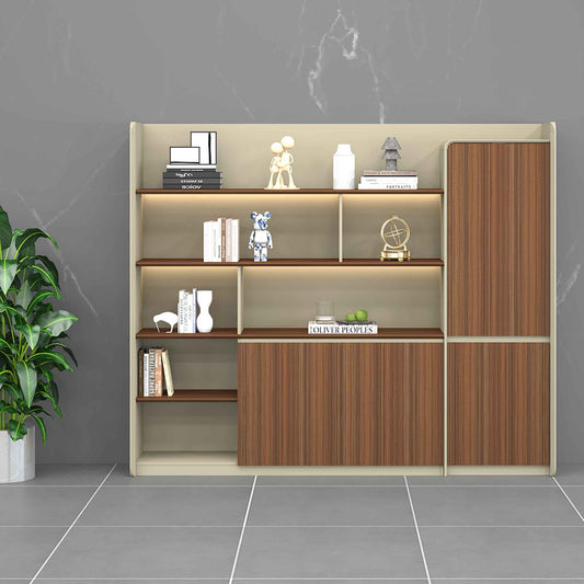 ANDERS Display Wall Unit 240cm - Hazelnut & Beige