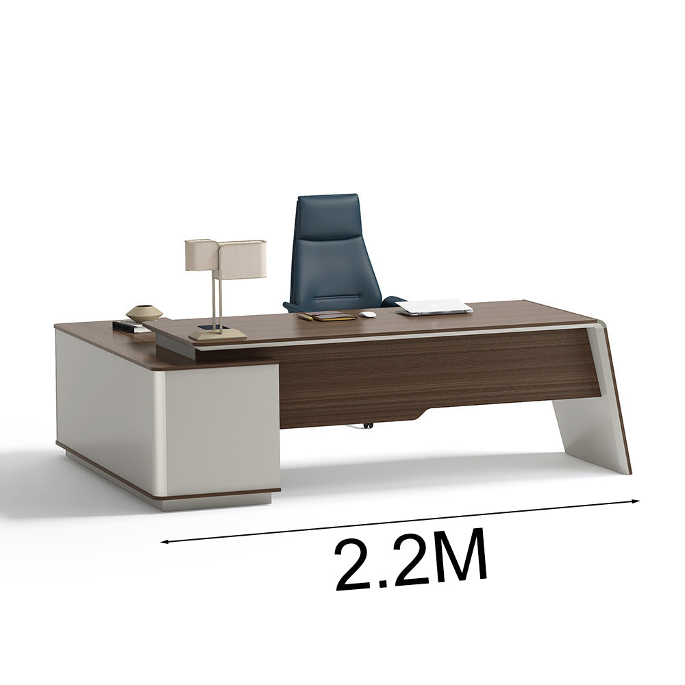 ANDERS Executive Desk Reversible Return 2.2M - Hazelnut & Beige