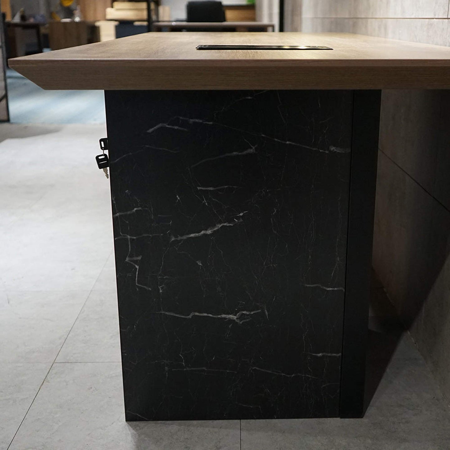 LOGAN Executive Desk Reversible 150cm - Warm Oak & Black