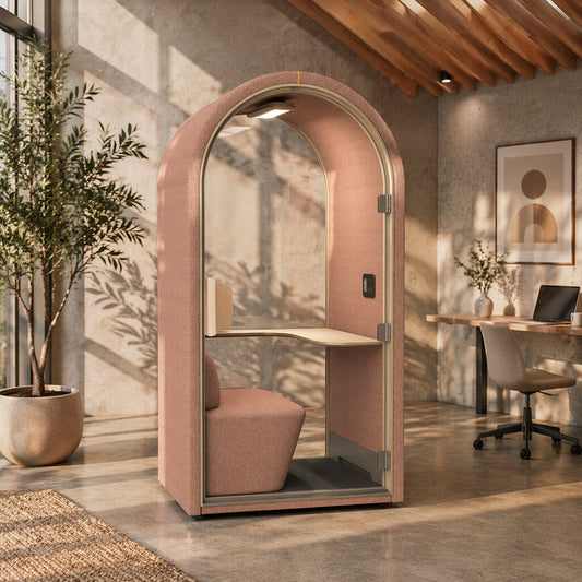 DUKE Single Seater Acoustic Office Silent Booth Pod - Terracotta