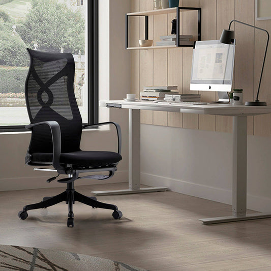 Murry High Back Office Chair with Retractable Footrest - Black