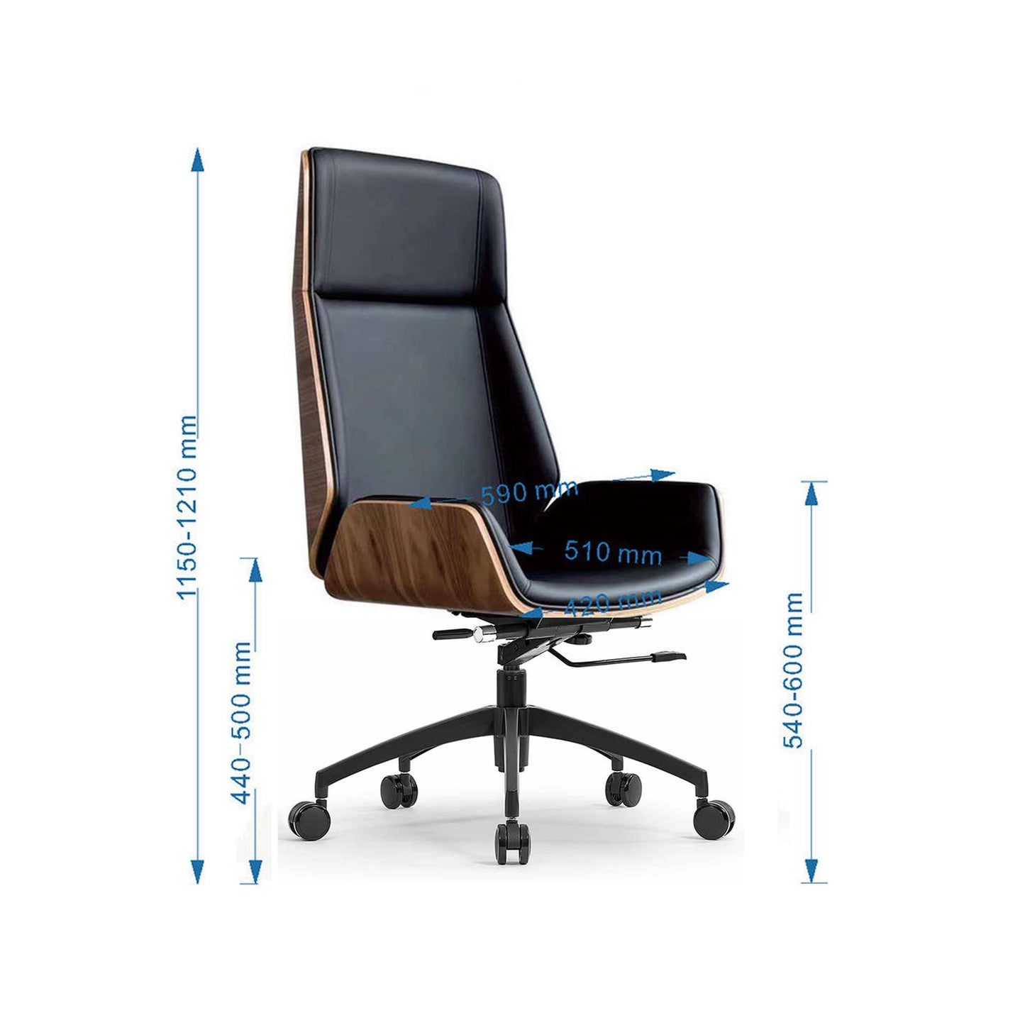 TYLER High Back Office Chair - Walnut & Black