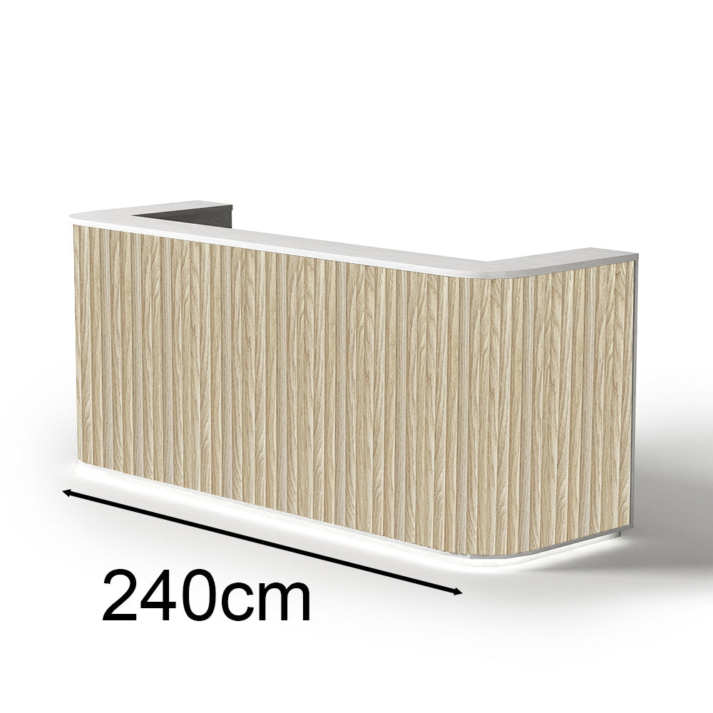 HALO Reception Desk 240cm - Oak & White