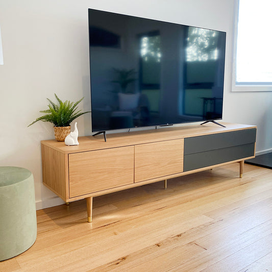 HOUSTON Entertainment TV Unit 200cm - Natural & Grey