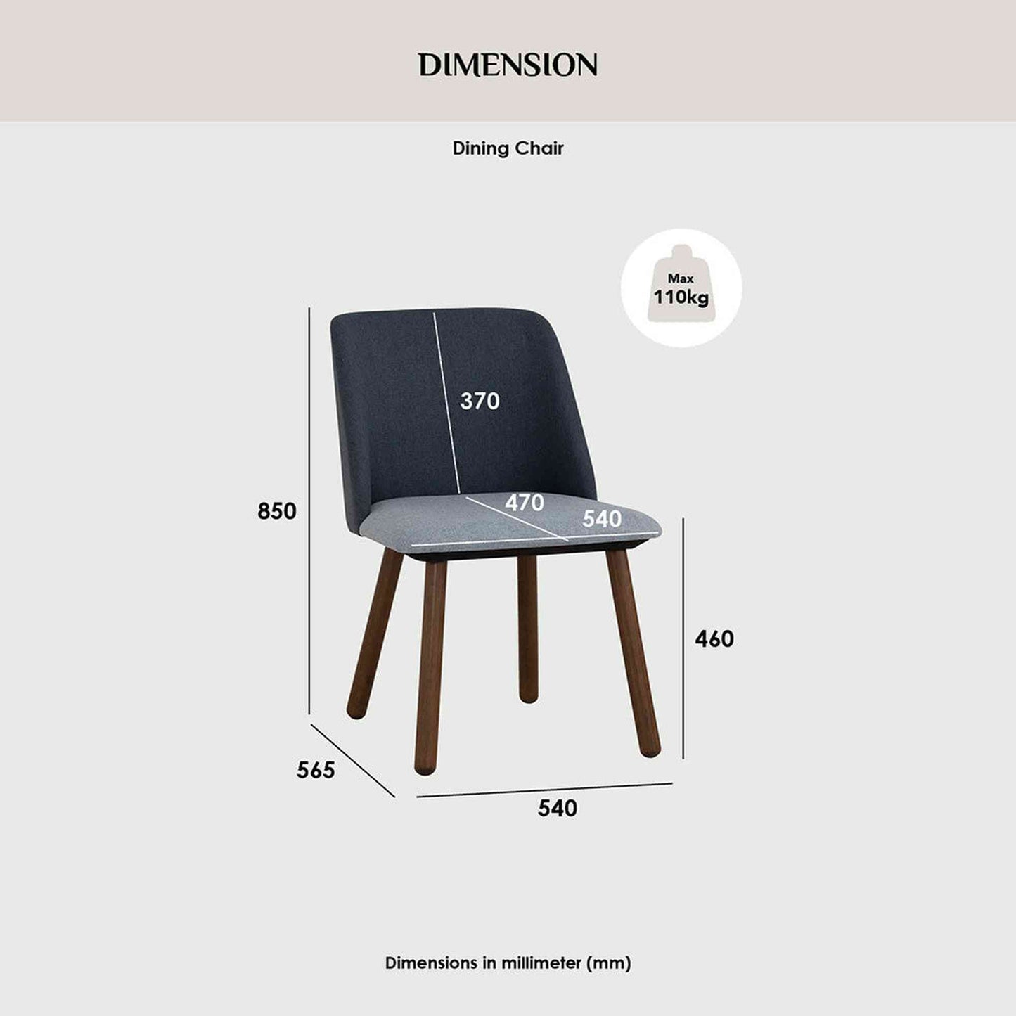 JOLLIN Dining Chair - Walnut & Blue