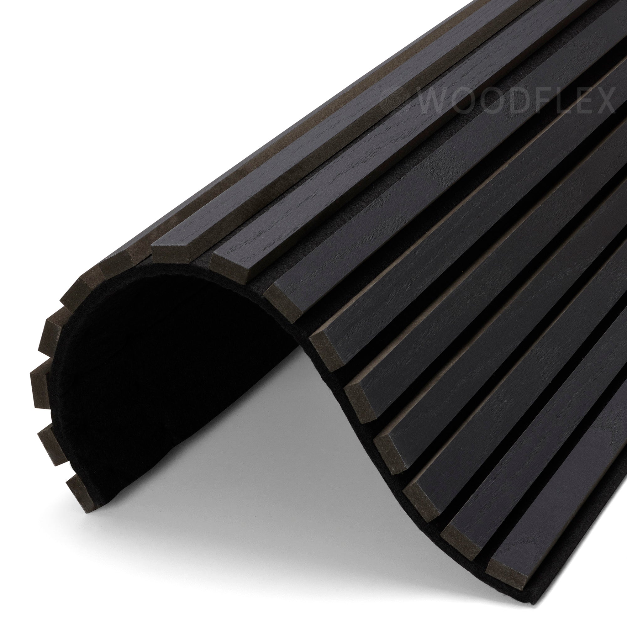 WOODFLEX Flexible Acoustic Wood Slat Wall Panel, Black Veneer