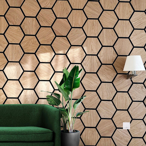 Hexagon WOODFLEX Acoustic Wood Wall Panels - 2700mm x 600mm - Oak Veneer