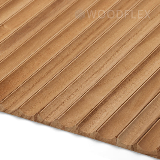 WOODFLEX Flexible Solid Paulownia Wood Slat Wall Panel - 2700mm x 600mm - Wave
