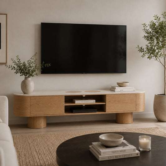 SILVAN Entertainment TV Unit 210cm - Microcement & Oak