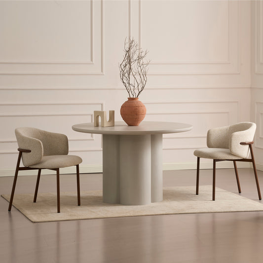 CORRENE Round Dining Table Micro Cement Look 1.2M - Cream