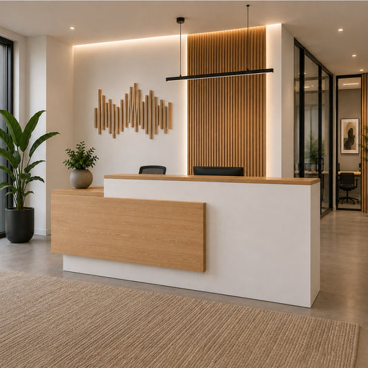 HELMER Reception Desk 1.8M Left Panel - Oak & white