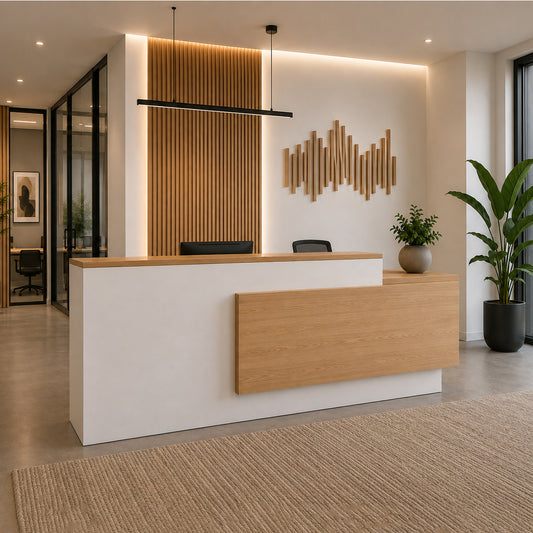 HELMER Reception Desk 1.8M Right Panel - Oak & White