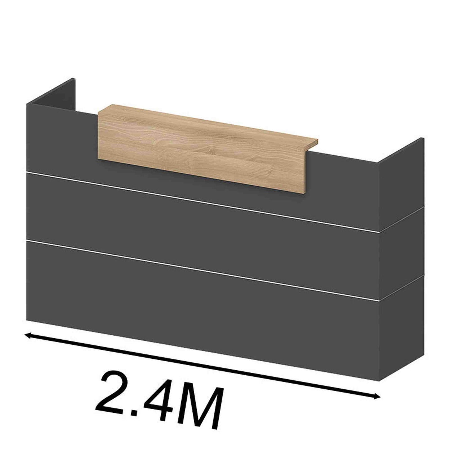 BELEN Reception Desk 2.4M - Acacia & Carbon Grey