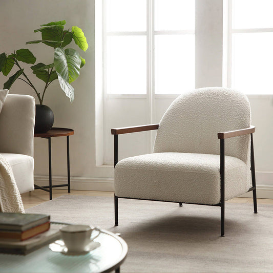 KAZAN Lounge Chair - Off White, Walnut & Black