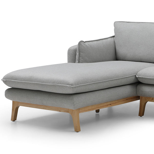 BRONTE 3 Seater Sofa with Left Chaise Light Grey & Oak Modern Furniture