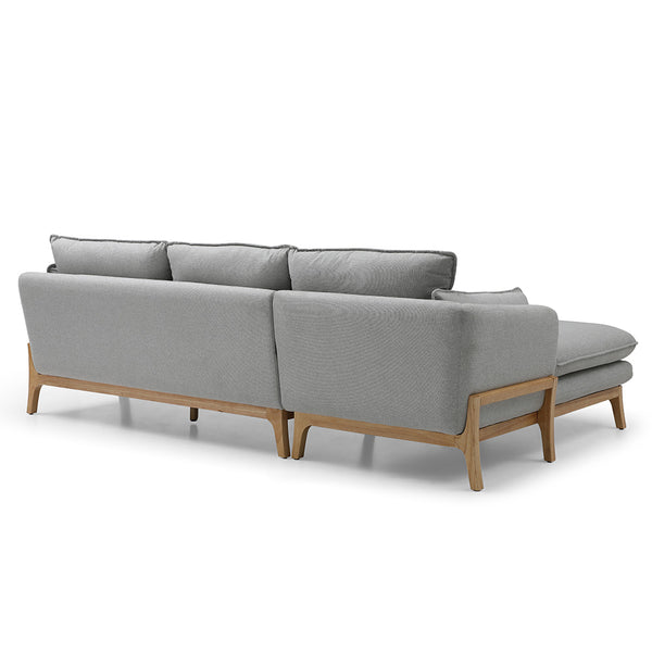 BRONTE 3 Seater Sofa with Left Chaise Light Grey & Oak Modern Furniture
