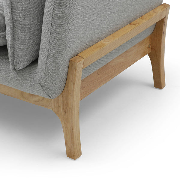 BRONTE 3 Seater Sofa with Left Chaise Light Grey & Oak Modern Furniture