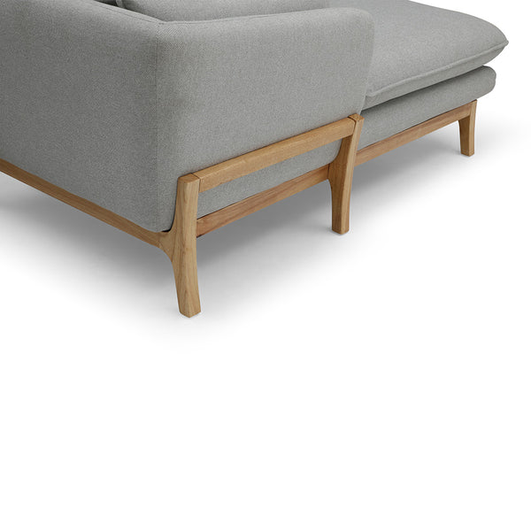 BRONTE 3 Seater Sofa with Left Chaise Light Grey & Oak Modern Furniture