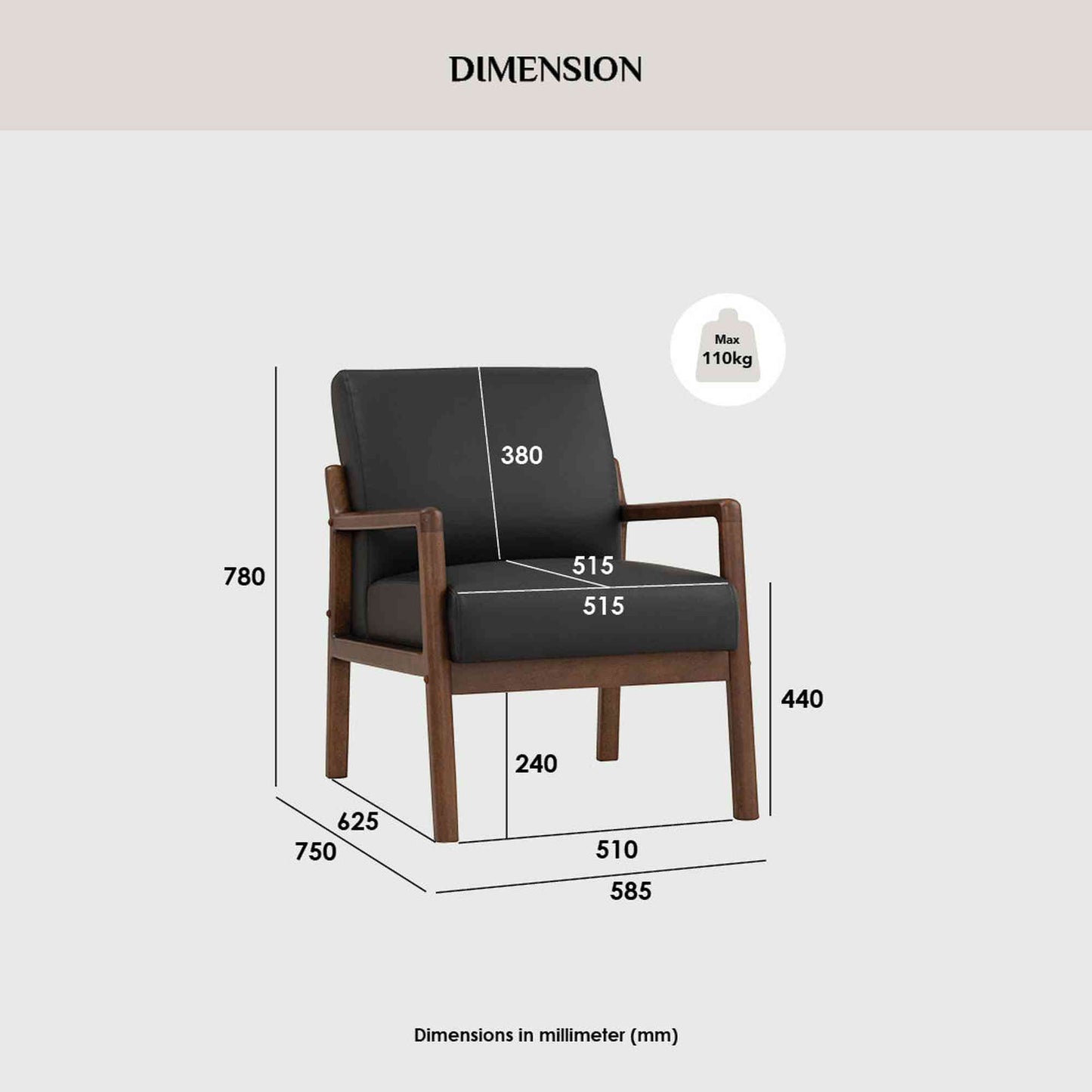 MENDO Lounge Chair - Black & Walnut