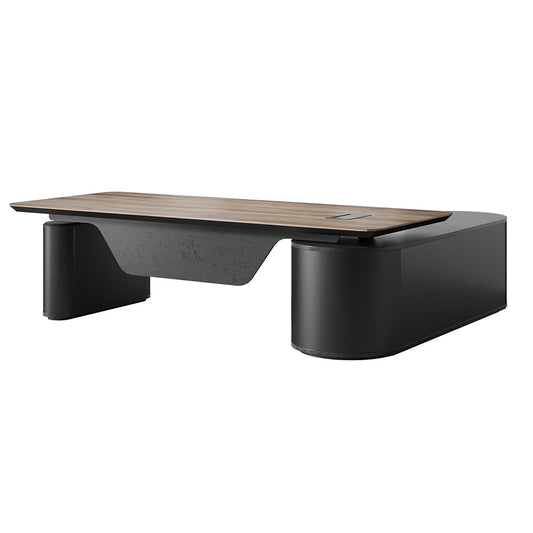 LUCA Sit & Stand Executive Desk with Electric Lift and Reversible Return 240cm - Warm Oak & Black