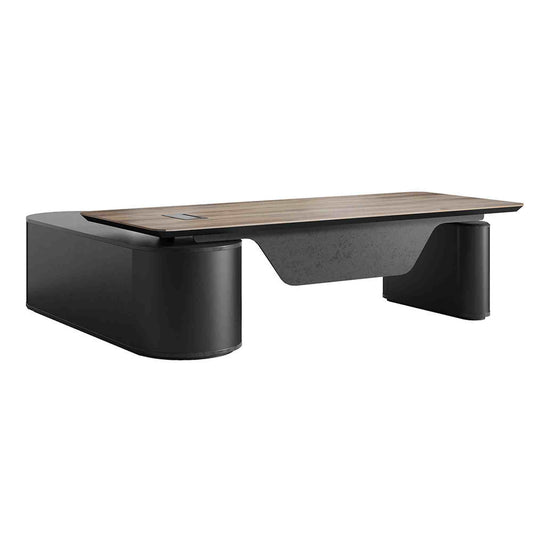 LUCA Sit & Stand Executive Desk with Electric Lift and Reversible Return 240cm - Warm Oak & Black