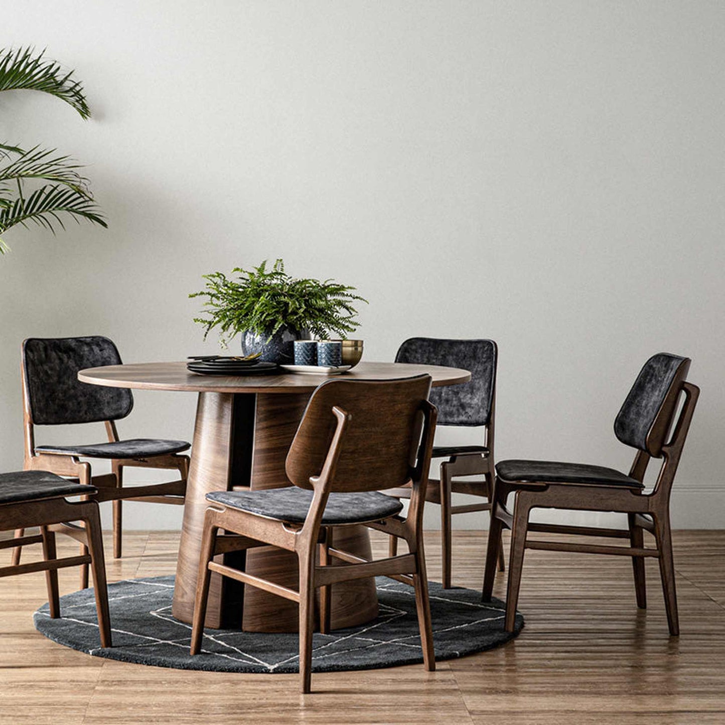 OKARA Round Dining Table 120cm - Walnut