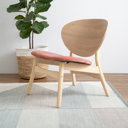 POLARA Lounge Chair - Oak & Salmon