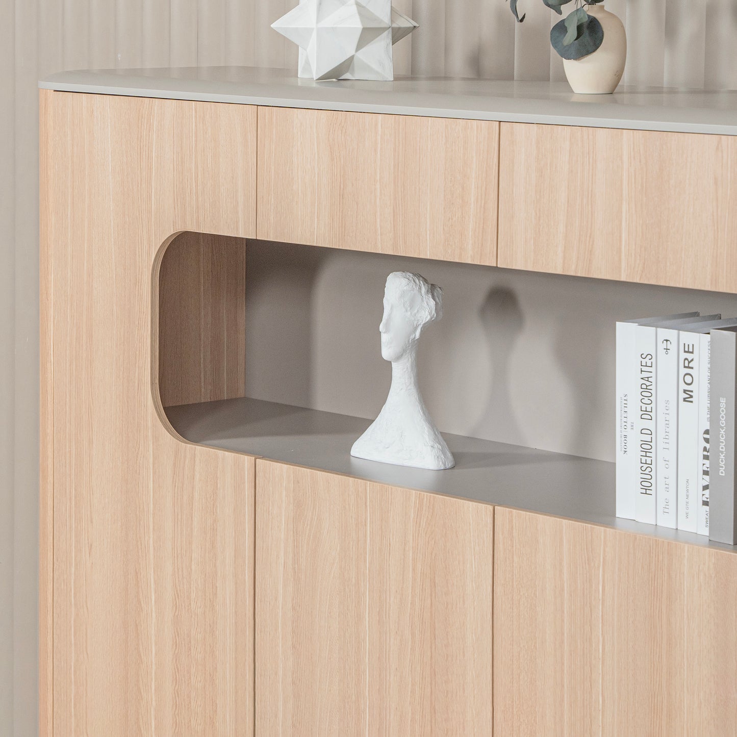 ORBAN 200cm Credenza Display Unit Oak - 110cm High