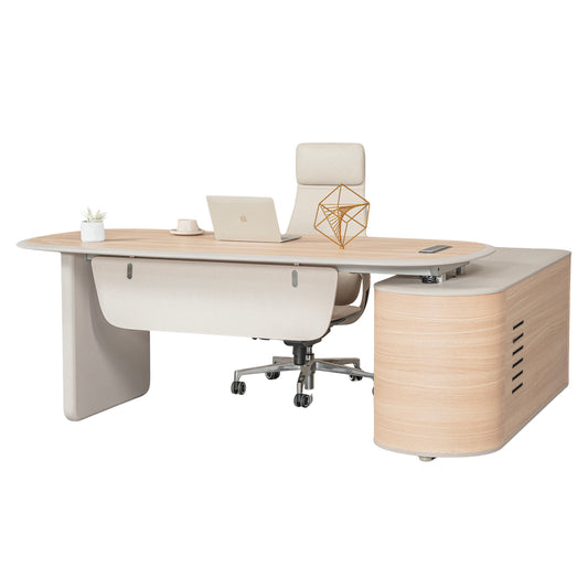 KELIAN Reversible Executive Desk with Return 200-220cm - Oak