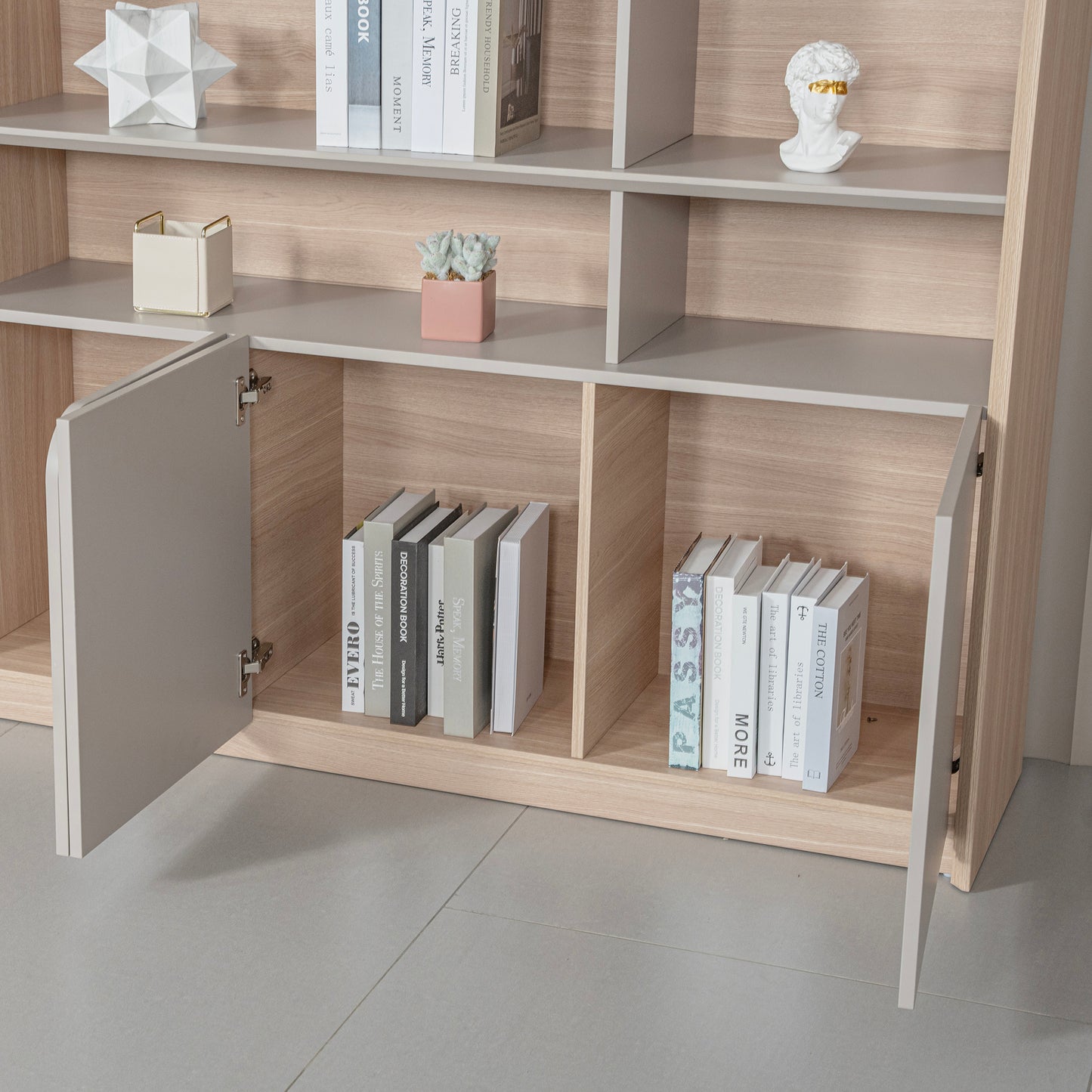 KELIAN 200cm Wall Storage & Display Unit Oak - 110cm High