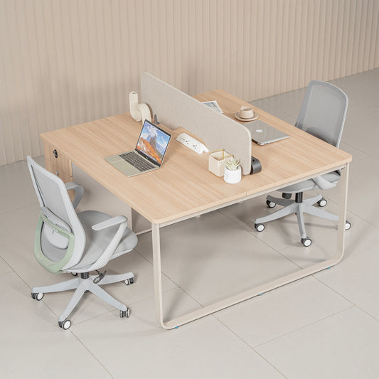 KELSEY 2-Person Back-to-Back Workstation with No Return 140cm – Oak