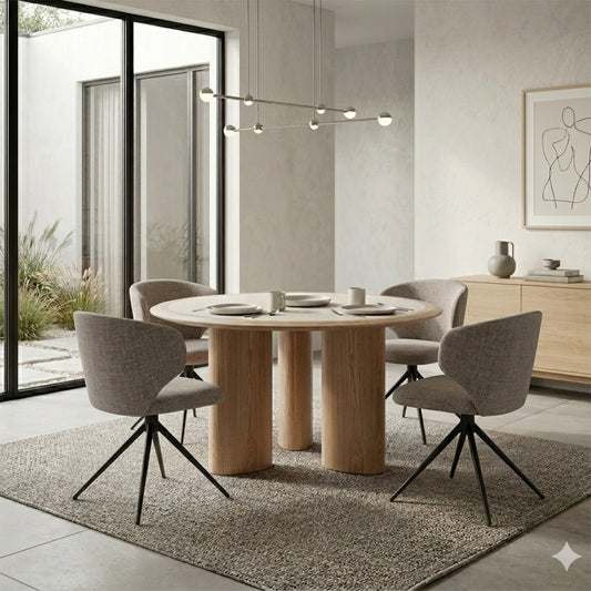 LOLA Swivel Dining Chair - Beige