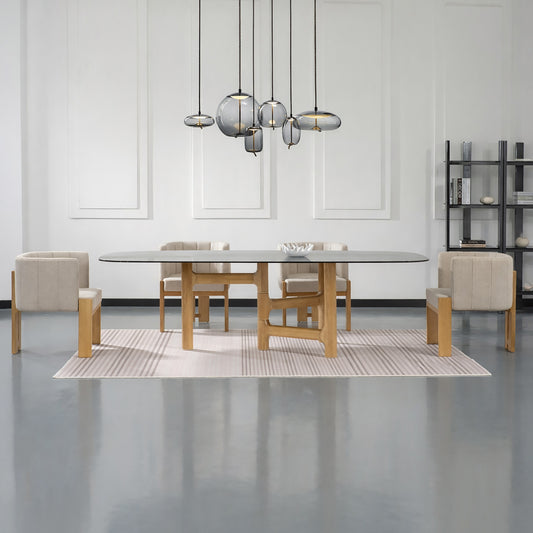 ZANDY Dining Table 250cm - White & Natural