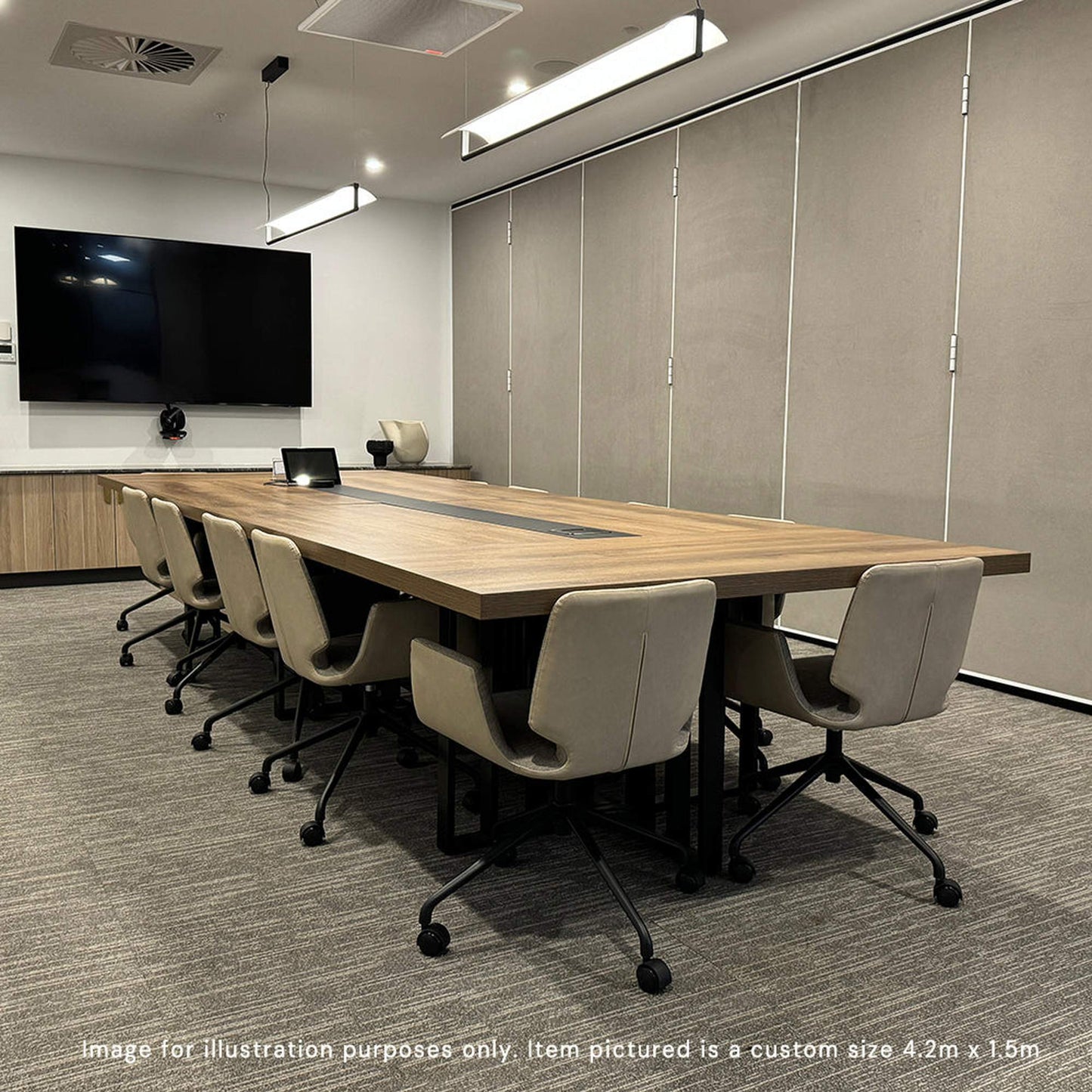 VIDAL Boardroom Table 2.4m x 1.2m - Warm Oak & Black